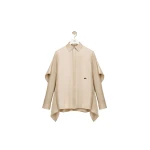Loewe Cape Shirt in Silk, Ecru | Tops | Luxury Shoes 