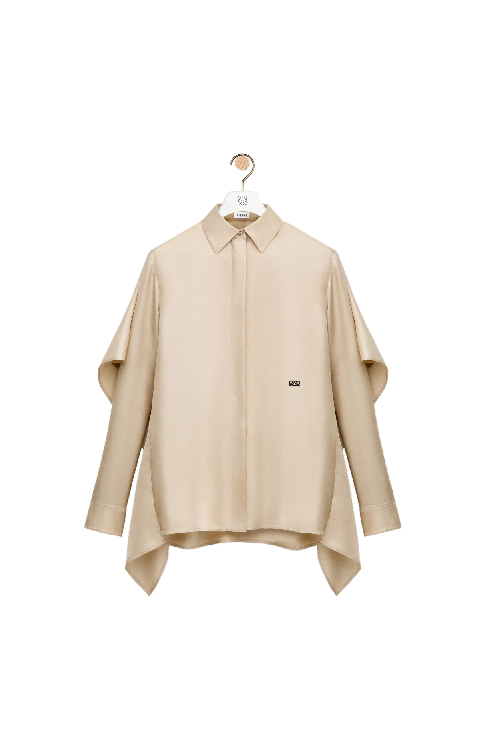 Loewe Cape Shirt in Silk, Ecru | Tops | Luxury Shoes Loewe Cape Shirt in Silk, Ecru | Tops | Luxury Shoes