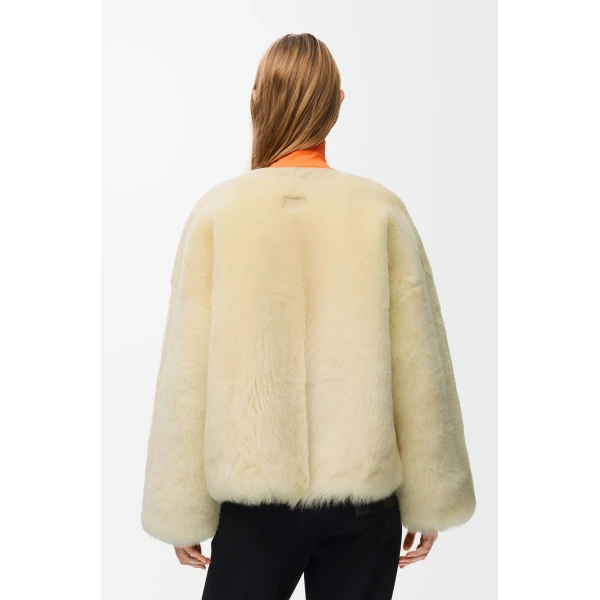 Cardigan in Shearling, Light Yellow - Image 4
