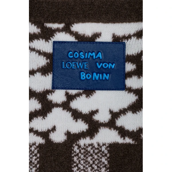 Cardigan in Wool, Ecru and Brown - Image 3