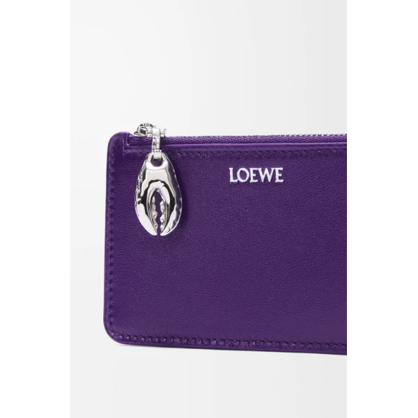 Claw Coin Cardholder in Glossy Lambskin, Deep Purple - Image 4