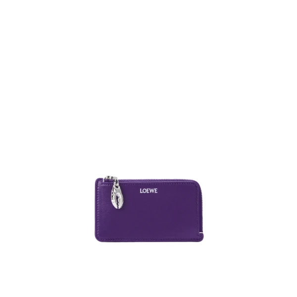Claw Coin Cardholder in Glossy Lambskin, Deep Purple