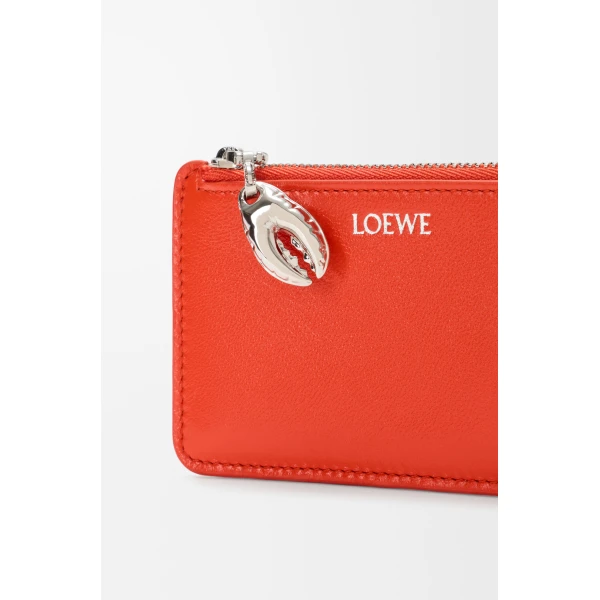 Claw Coin Cardholder in Glossy Lambskin, Vivid Orange - Image 4