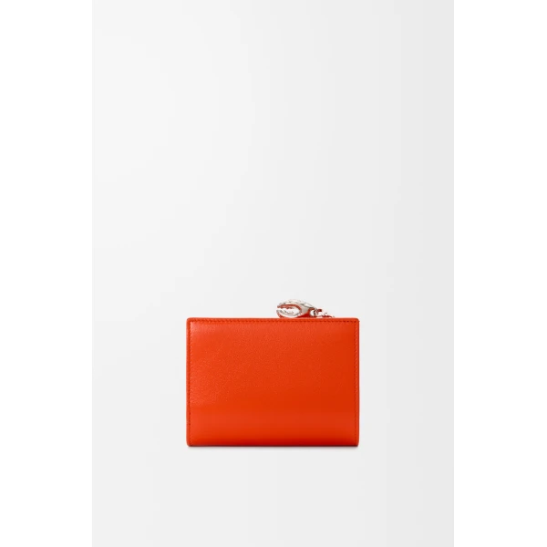 Claw Compact Wallet in Glossy Lambskin, Vivid Orange - Image 4