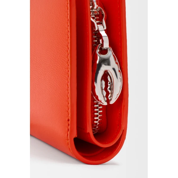 Claw Compact Wallet in Glossy Lambskin, Vivid Orange - Image 6