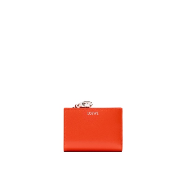 Loewe Claw Compact Wallet in Glossy Lambskin, Vivid Orange | Accessories | Luxury Shoes 