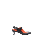 Loewe Dive Slingback in Stretch Suede, Deep Saffron and Black | Shoes | Luxury Shoes 
