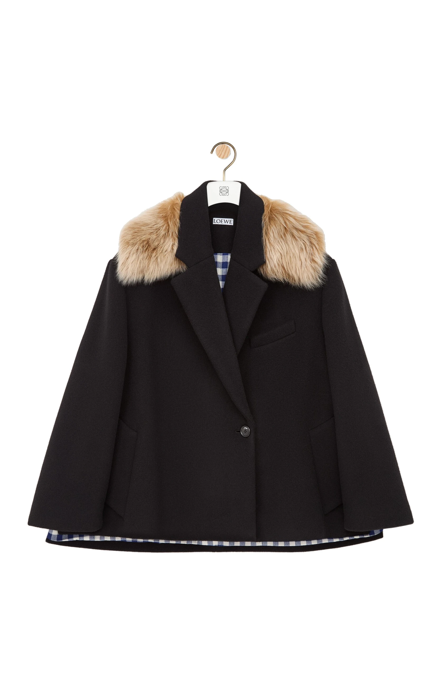 Loewe Double-Breasted Short Coat in Wool and Cashmere, Black | Coats | Luxury Shoes Loewe Double-Breasted Short Coat in Wool and Cashmere, Black | Coats | Luxury Shoes