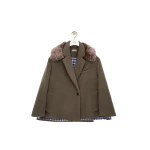Loewe Double-Breasted Short Coat in Wool and Cashmere, Taupe Grey | Coats | Luxury Shoes 