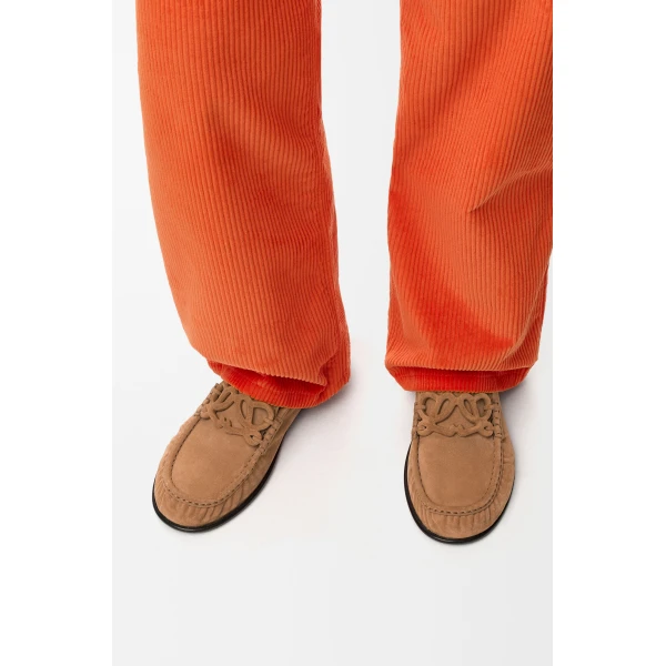 Double L Loafer in Suede Calfskin, Caramel Latte - Image 2
