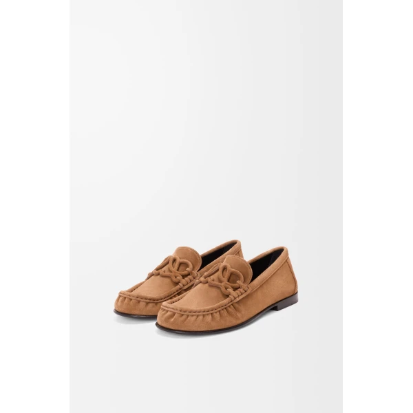 Double L Loafer in Suede Calfskin, Caramel Latte - Image 3