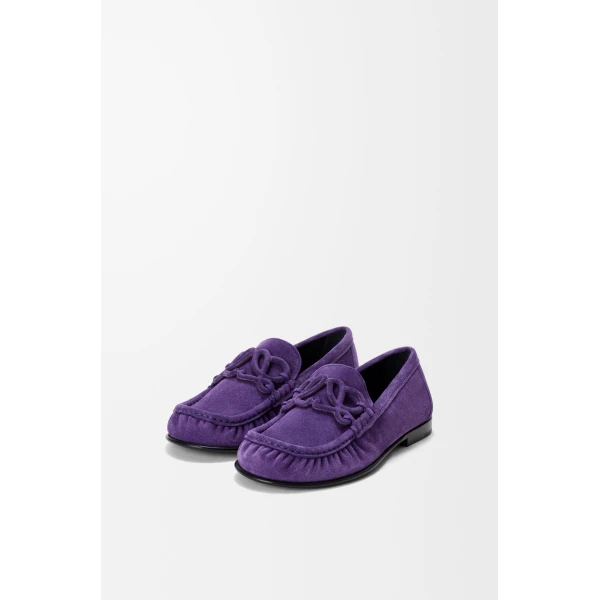 Double L Loafer in Suede Calfskin, Deep Purple - Image 2