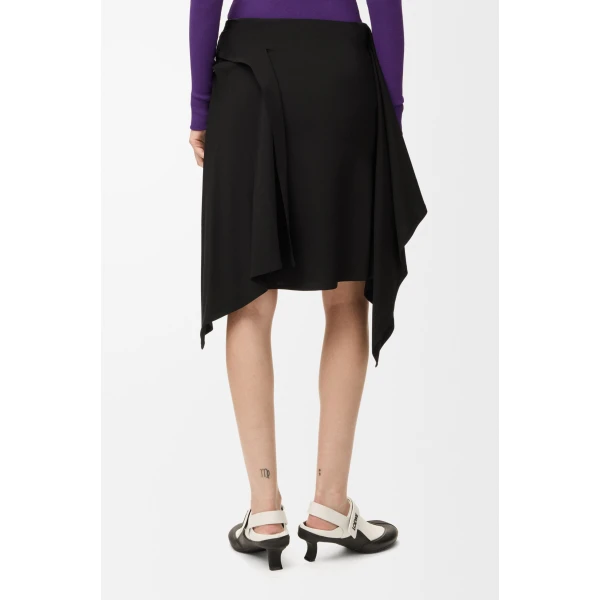 Draped Skirt in Viscose Blend, Black - Image 4