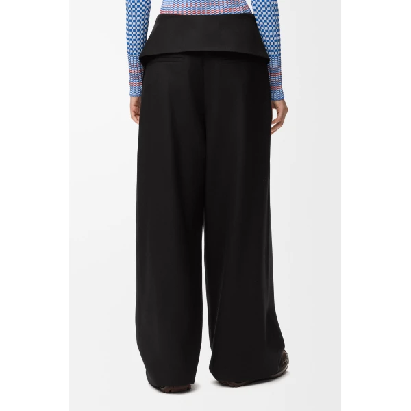 Draped Trousers in Wool, Black - Image 4