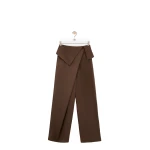 Loewe Draped Trousers in Wool, Brown | Pants | Luxury Shoes 