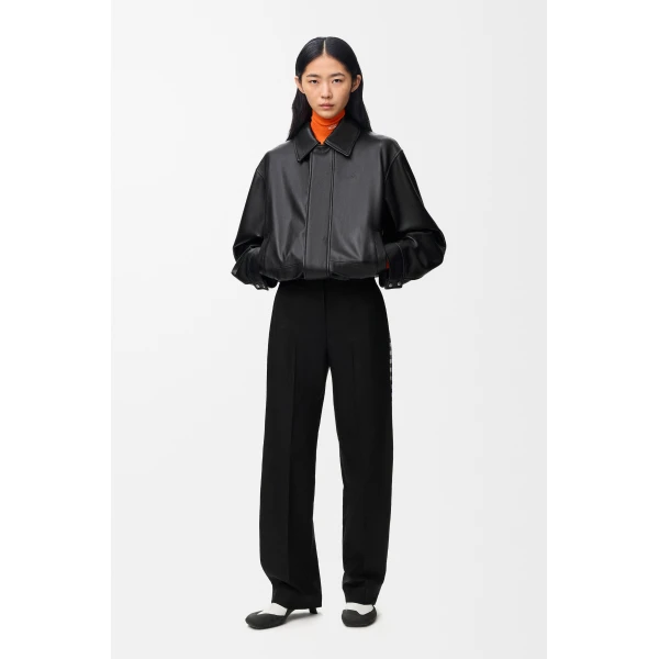 Drawstring Jacket in Nappa Lambskin, Black - Image 2