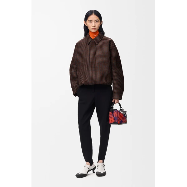 Drawstring Jacket in Wool, Brown and Black - Image 2