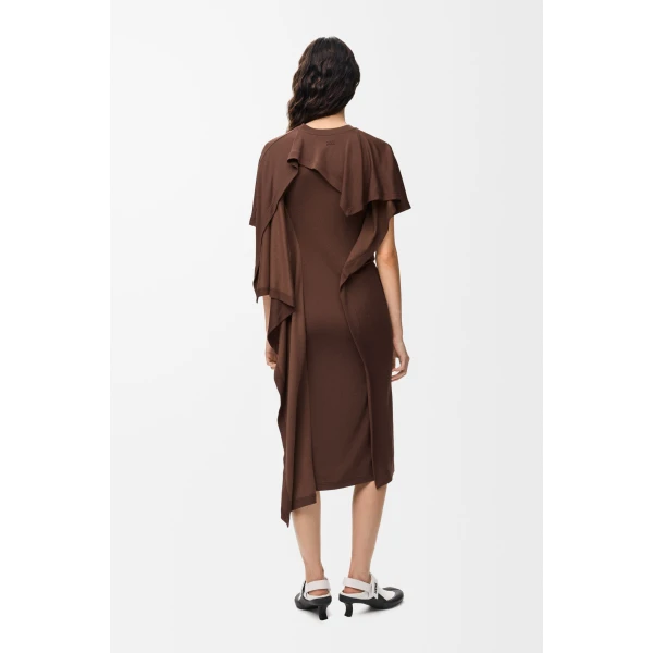 Dress in Viscose Blend, Dark Brown - Image 3
