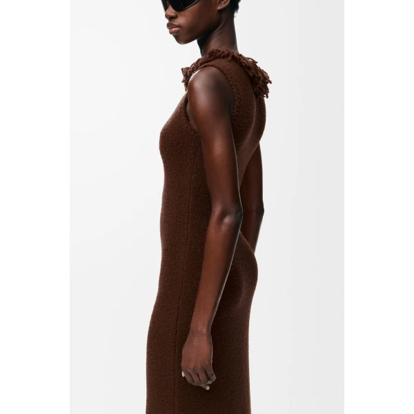 Dress in Wool Blend, Brown - Image 4