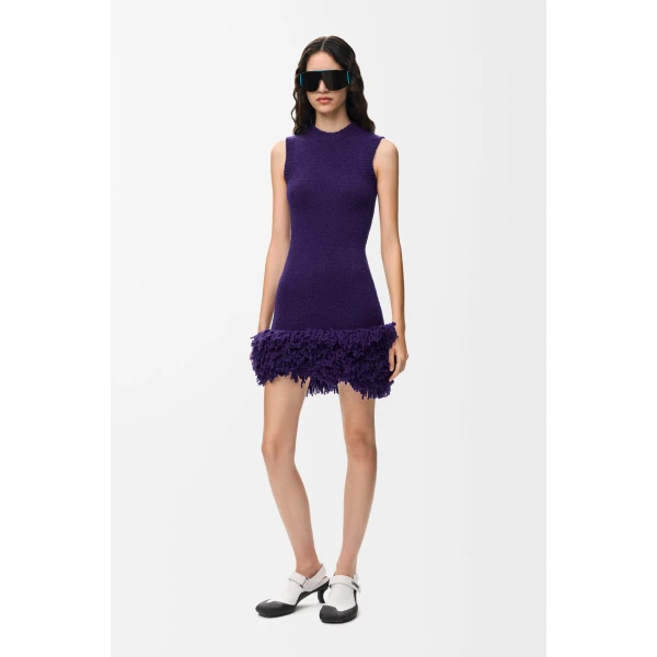 Dress in Wool Blend, Purple - Image 2