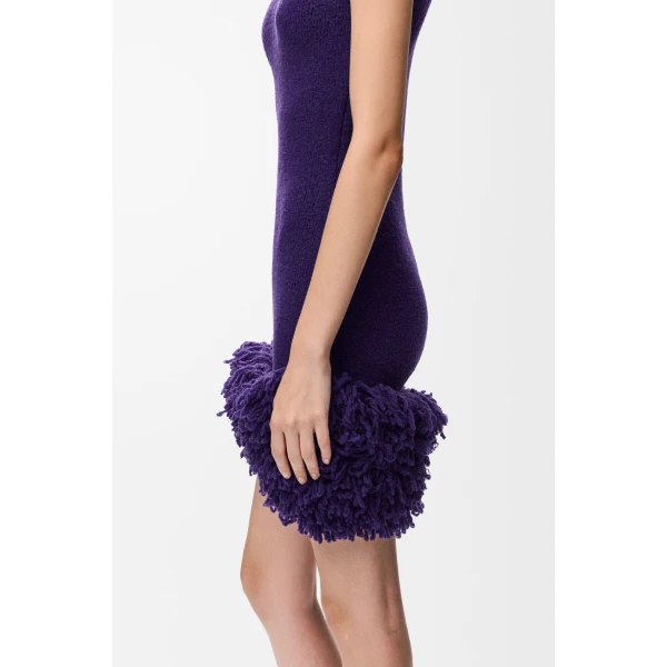 Dress in Wool Blend, Purple - Image 4