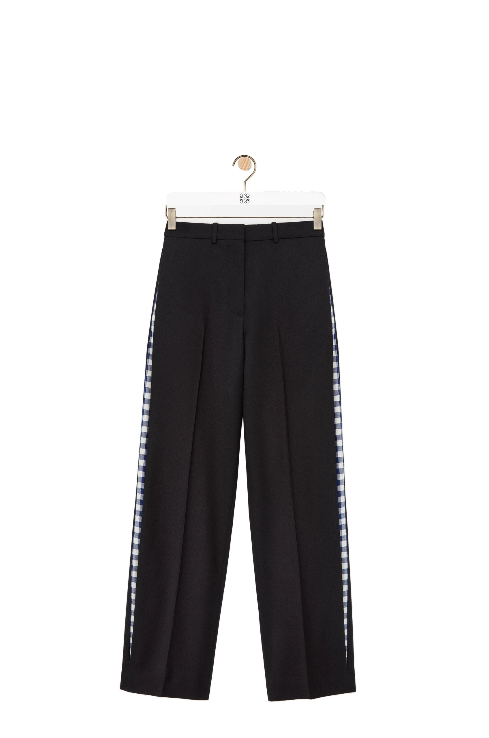 Loewe Gingham Pleat Trousers in Wool, Black | Pants | Luxury Shoes Loewe Gingham Pleat Trousers in Wool, Black | Pants | Luxury Shoes