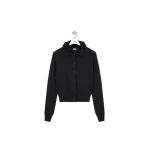 Loewe Hairy Collar Cardigan in Wool, Black | Knitwear | Luxury Shoes 