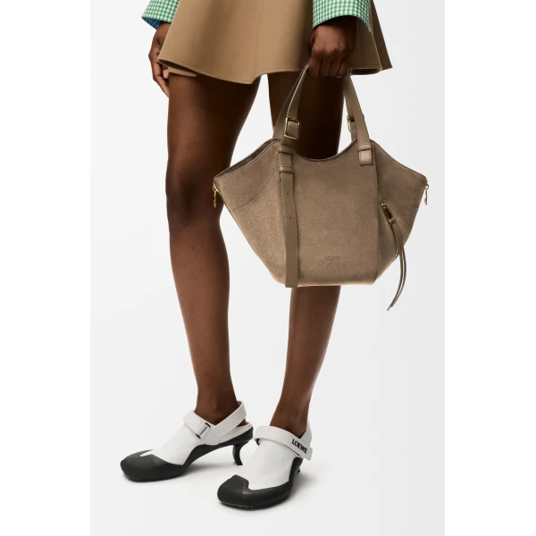 Hammock Flip Bag in Suede, Brownish Green - Image 2