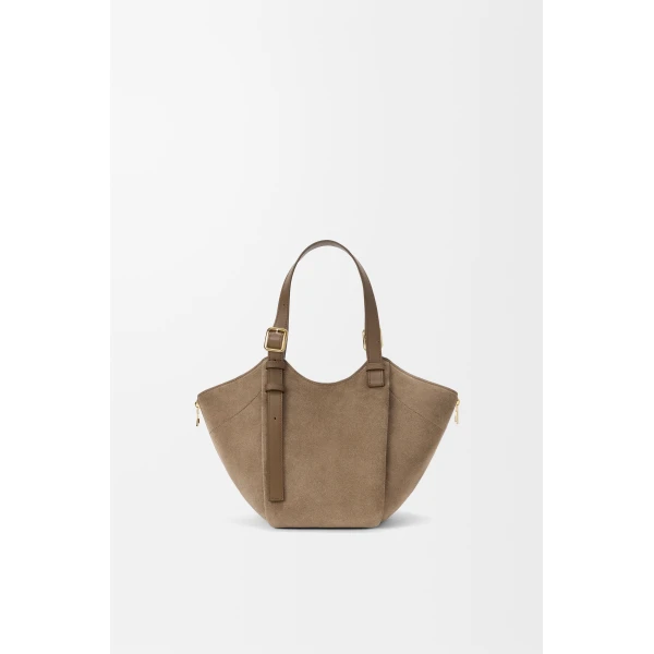 Hammock Flip Bag in Suede, Brownish Green - Image 6