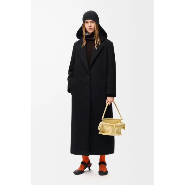 Hooded Coat in Cashmere, Black - Image 3