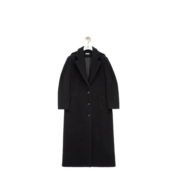 Loewe Hooded Coat in Cashmere, Black | Coats | Luxury Shoes 
