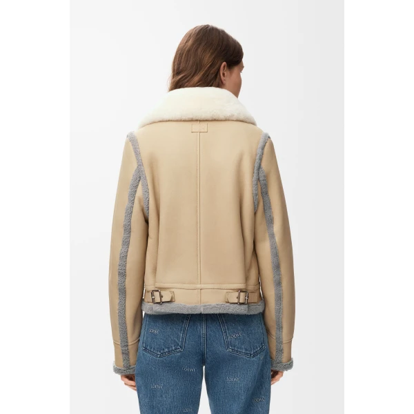 Jacket in Shearling, Beige - Image 4
