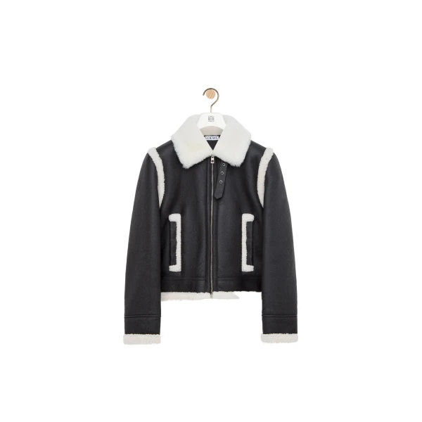Jacket in Shearling, Black