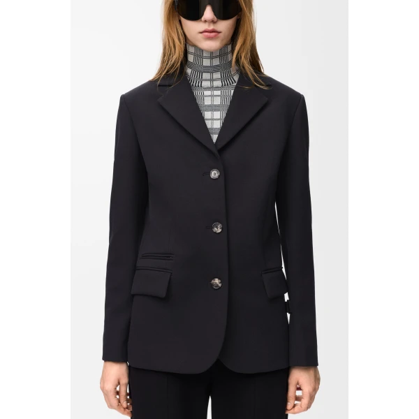 Jacket in Stretch Wool Blend, Black - Image 5