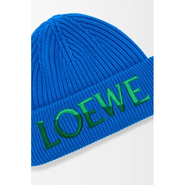 Logo Beanie in Wool, Blue and Green - Image 4
