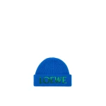 Loewe Logo Beanie in Wool, Blue and Green | Accessories | Luxury Shoes 