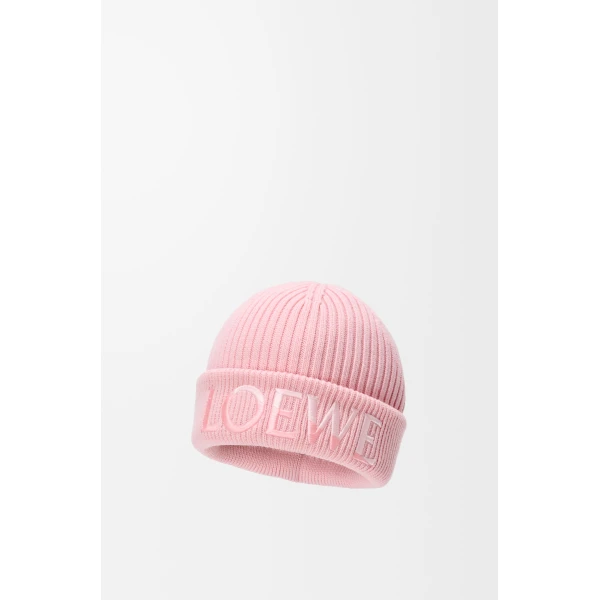 Logo Beanie in Wool, Light Pink - Image 2