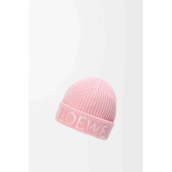 Logo Beanie in Wool, Light Pink - Image 3