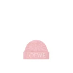 Loewe Logo Beanie in Wool, Light Pink | Accessories | Luxury Shoes 