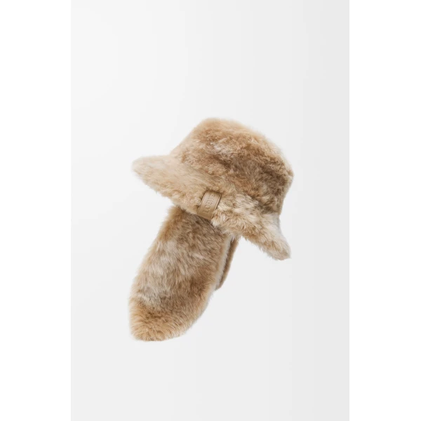 Lop Hat in Shearling, Brown - Image 3
