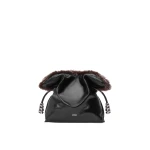 Loewe Medium Flamenco Clutch in Glossy Lambskin and Shearling, Black | Bags | Luxury Shoes 
