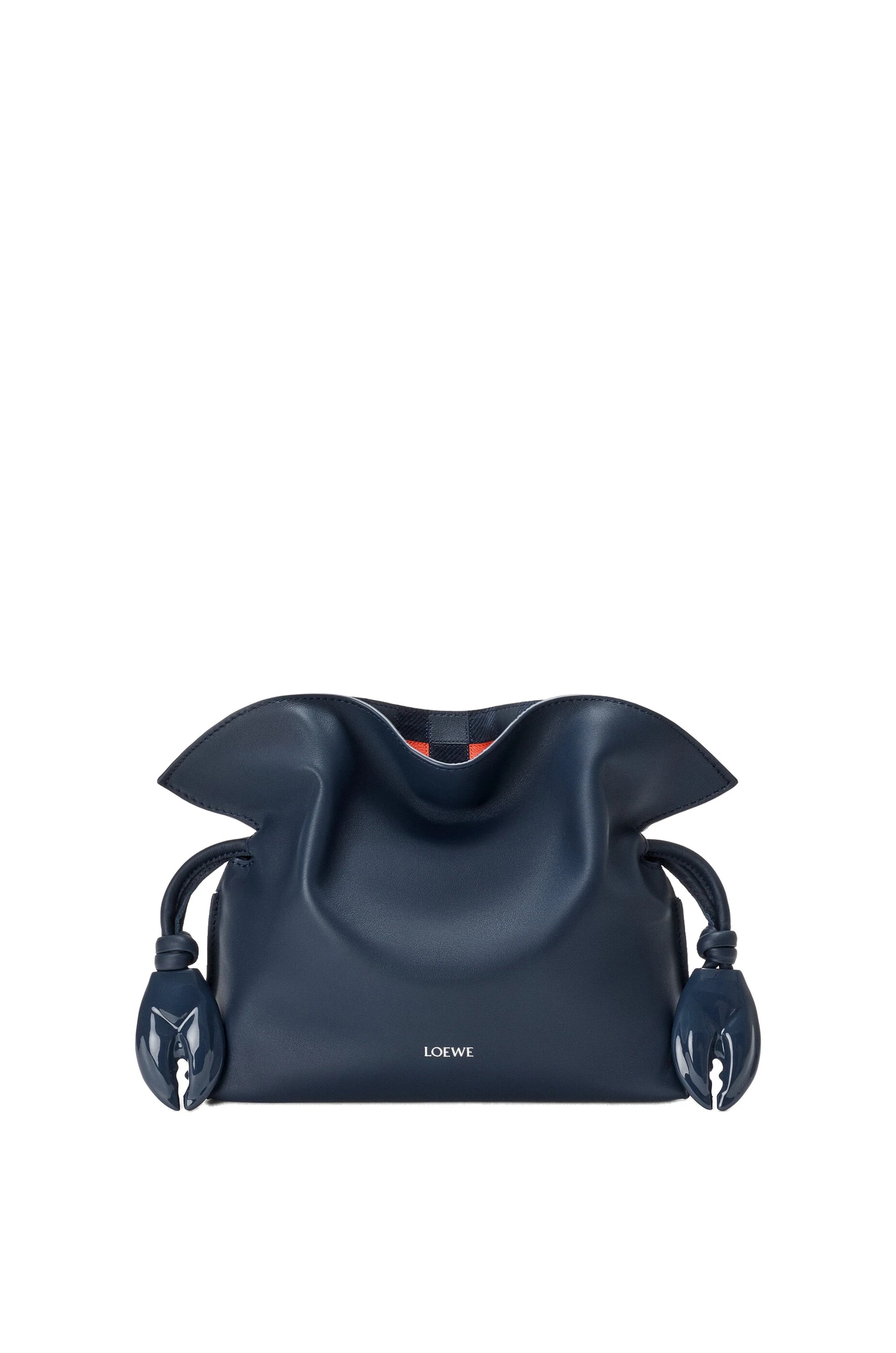 Loewe Mini Flamenco Clutch in Nappa Calfskin and Check Intarsio, Deep Navy and Multicolour | Bags | Luxury Shoes Loewe Mini Flamenco Clutch in Nappa Calfskin and Check Intarsio, Deep Navy and Multicolour | Bags | Luxury Shoes