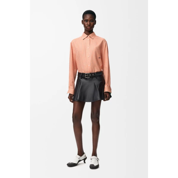 Mini Skirt in Nappa Lambskin, Black - Image 2