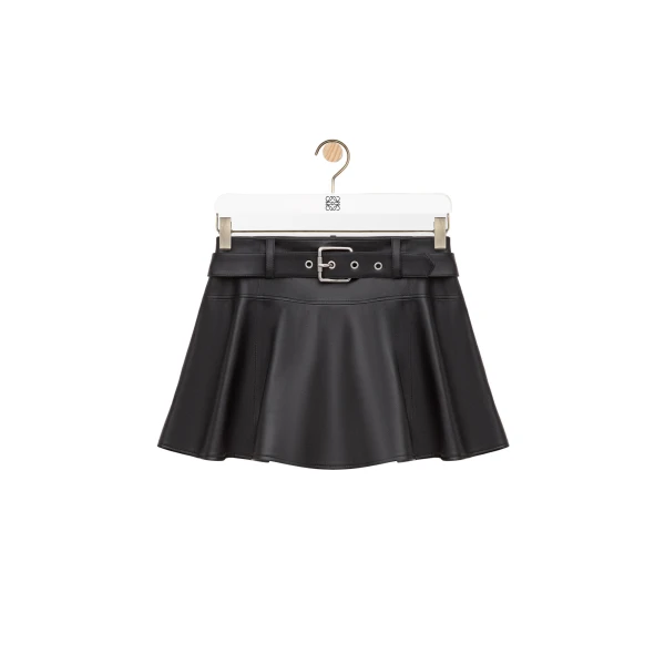 Mini Skirt in Nappa Lambskin, Black