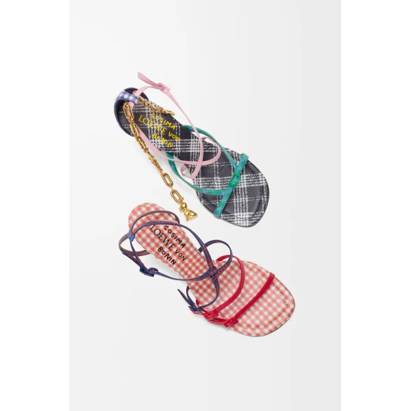 New Comic Sandal in Printed Nappa Lambskin, Multicolour - Image 4