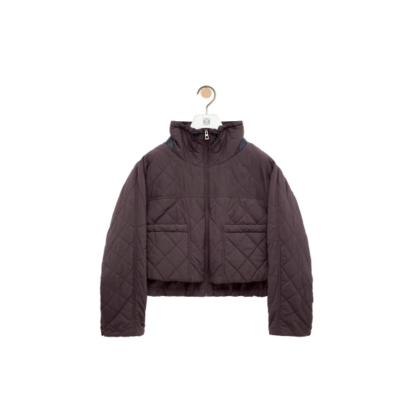 Padded Jacket in Technical Shell, Brown
