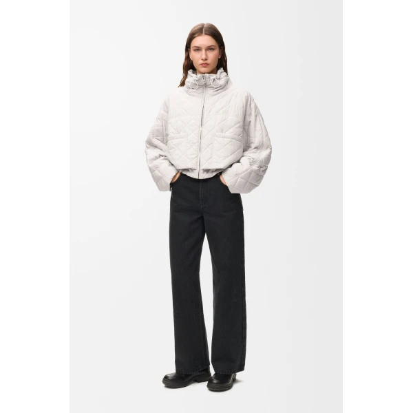 Padded Jacket in Technical Shell, Ecru - Image 2