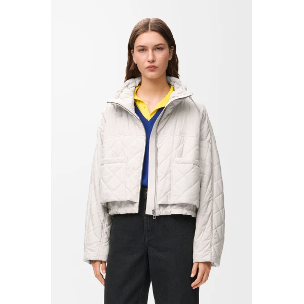Padded Jacket in Technical Shell, Ecru - Image 3