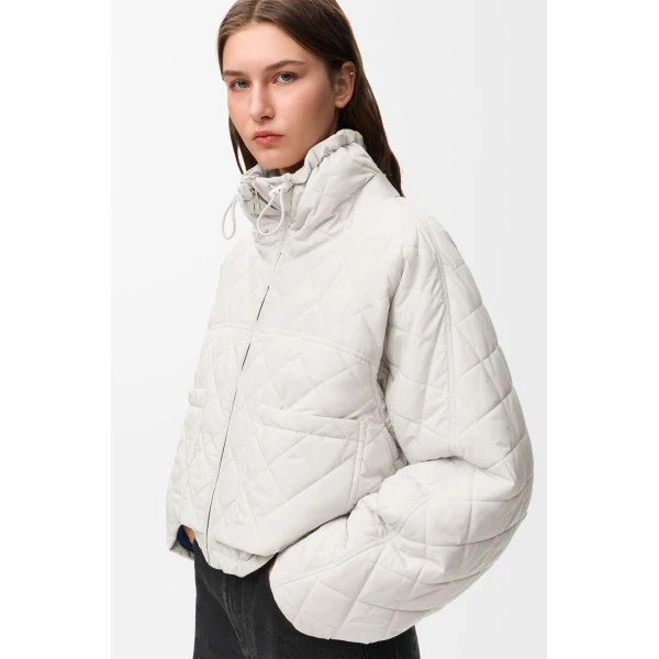 Padded Jacket in Technical Shell, Ecru - Image 6