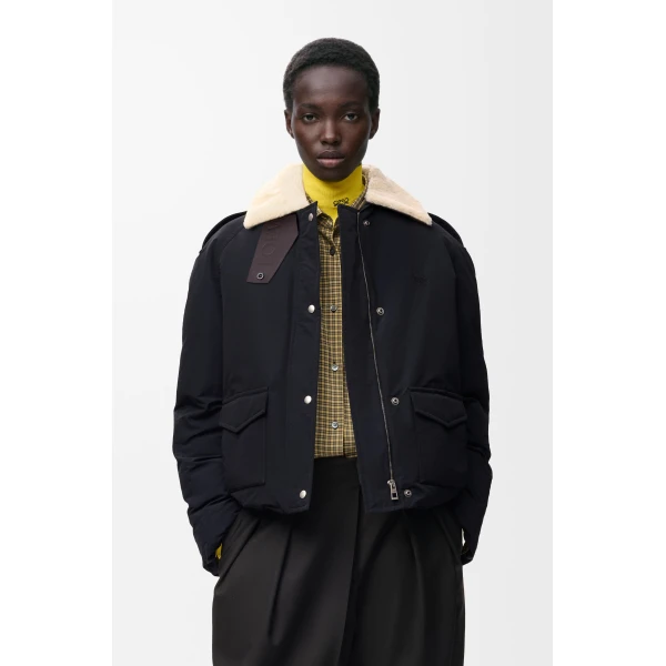 Puffer Jacket in Technical Cotton, Black - Image 3